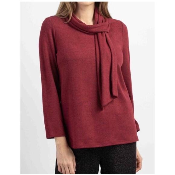 Habitat Women’s Size XL Red Cozy-Up Fleece‎ Tie Neck Cowl Pullover Sweater - Picture 1 of 8